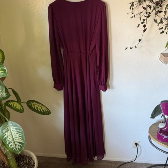 Lulus | My Whole Heart Plum Long Sleeve Wrap Dress - Picture 6 of 7